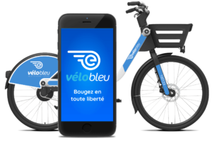 vélo bleu, self-service bike rental in Nice