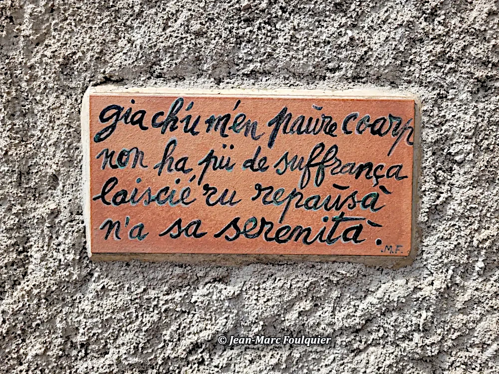 Glazed terracotta plaque from the Château du Vieux Menton cemetery